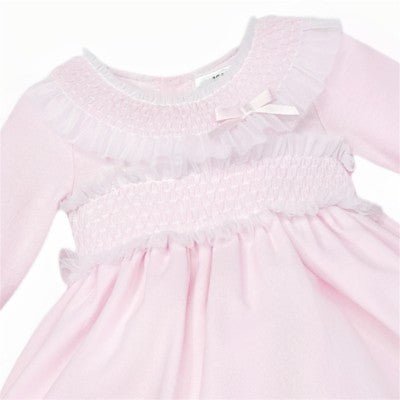 PINK SMOCK PUFF DRESS