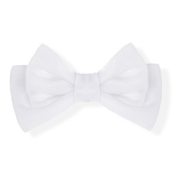 WHITE ORGANZA BOW CLIP