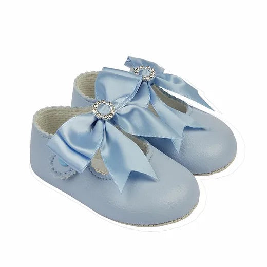 BABY BLUE SOFT SOLE  BOW SHOES