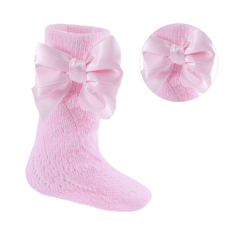 PINK PELERINE KNEE HIGHS WITH BOW