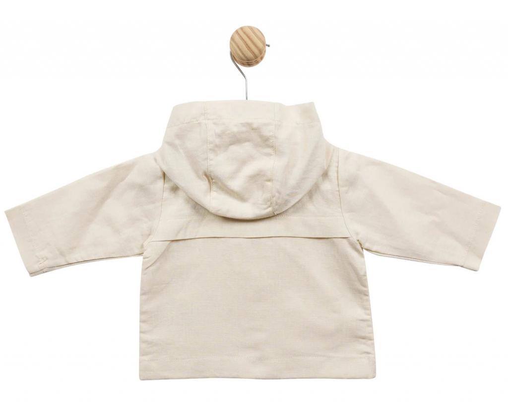 BEIGE LINEN HOODED COAT