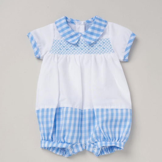 SMOCKED GINGHAM ROMPER