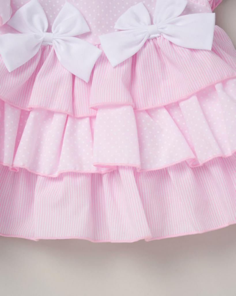 PINK POLKA DOTS AND STRIPS DRESS SET