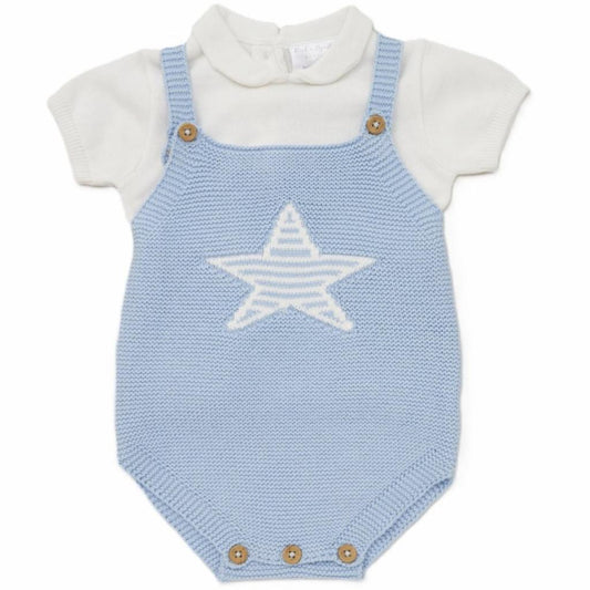 STAR COTTON KNIT DUNGAREE SET