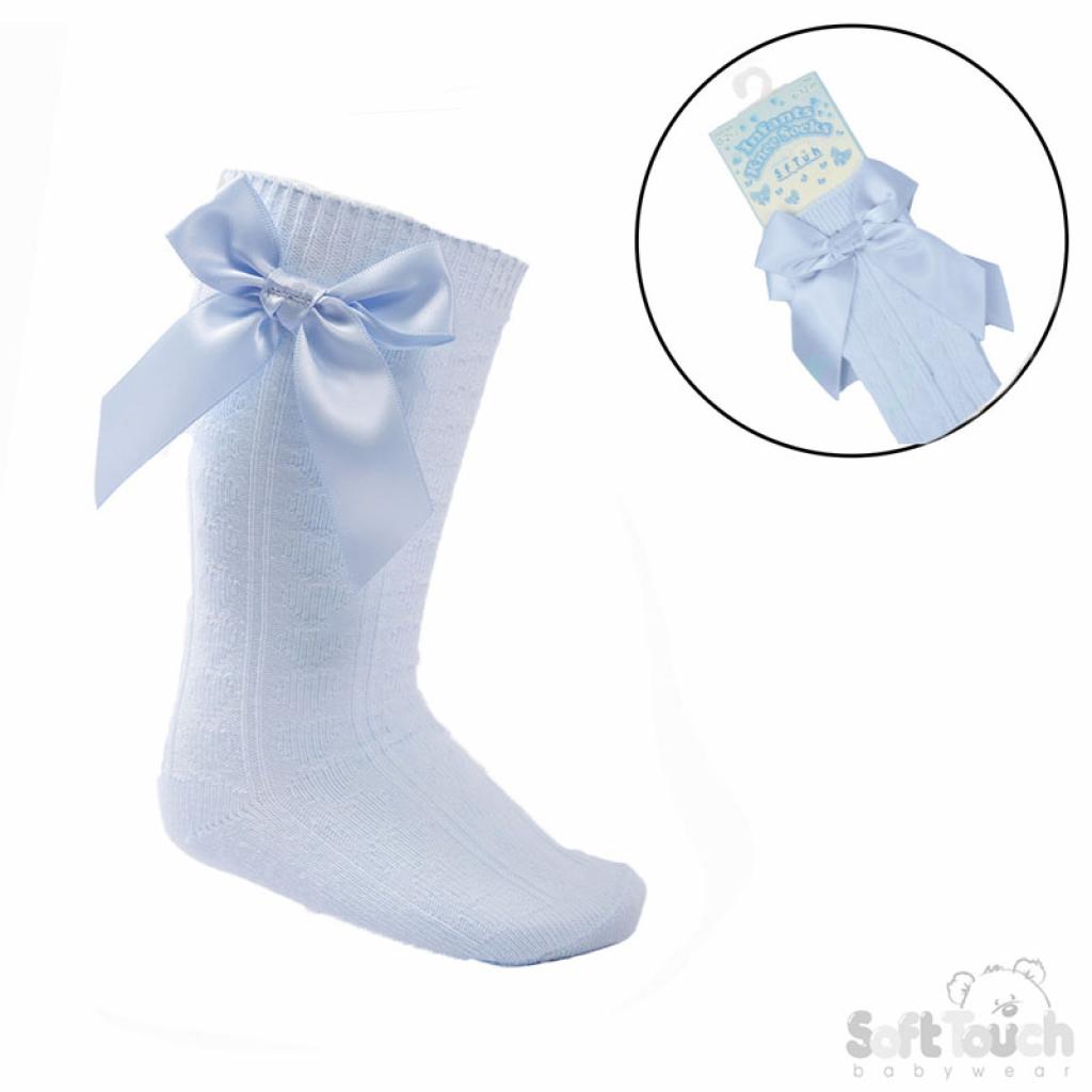 BLUE BOW HEART KNEE HIGHS