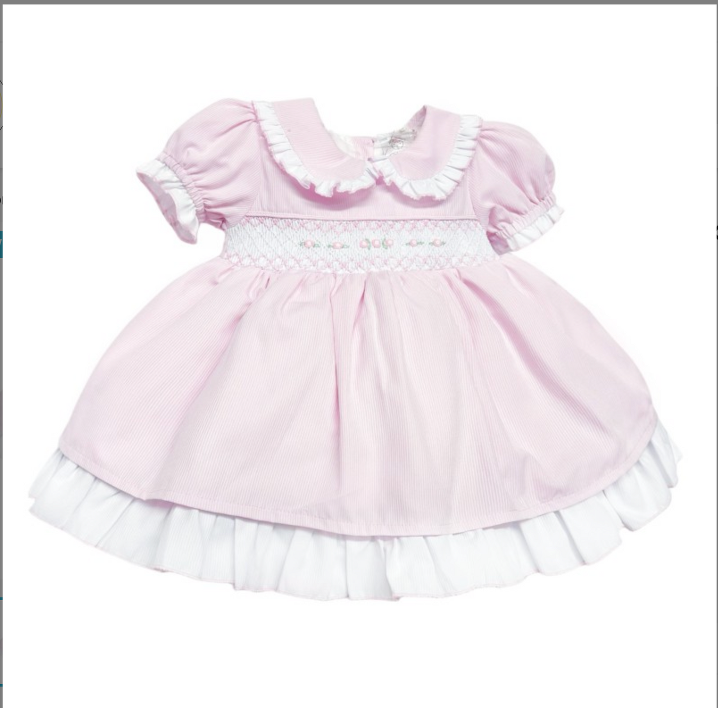 PRETTY PINK FLORAL HAND SMOCKED PUFF BALL DRESS