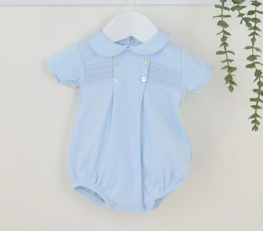 BLUE SMOCKED ROMPER