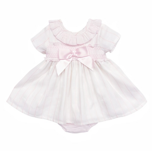 CANDY PINK STRIPE PUFFBALL DRESS