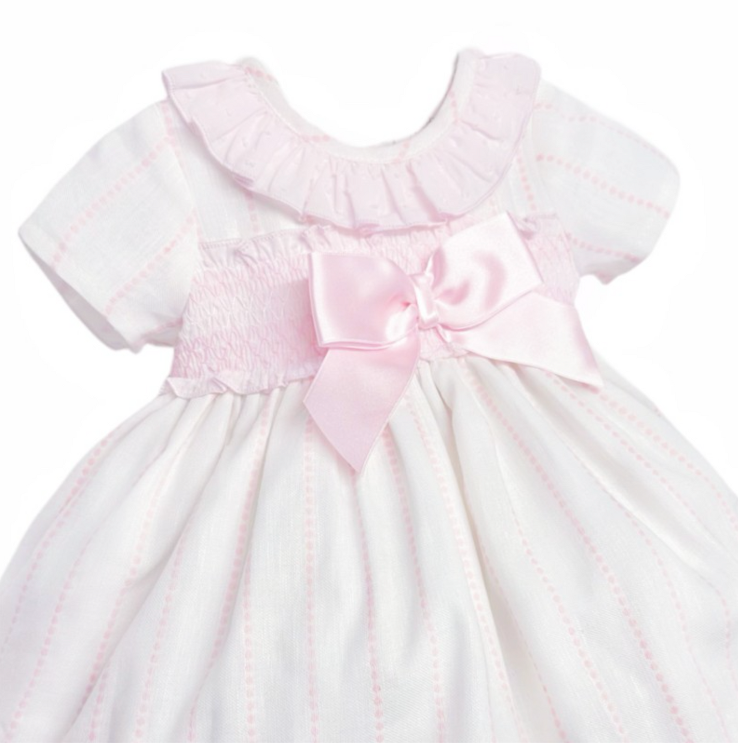 CANDY PINK STRIPE PUFFBALL DRESS