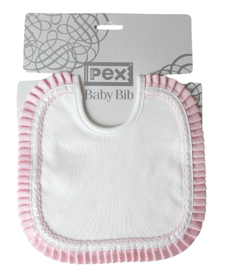 Polka Dot Pink Frill Bibs