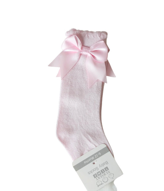 Pink Cotton Knee Highs with Bow